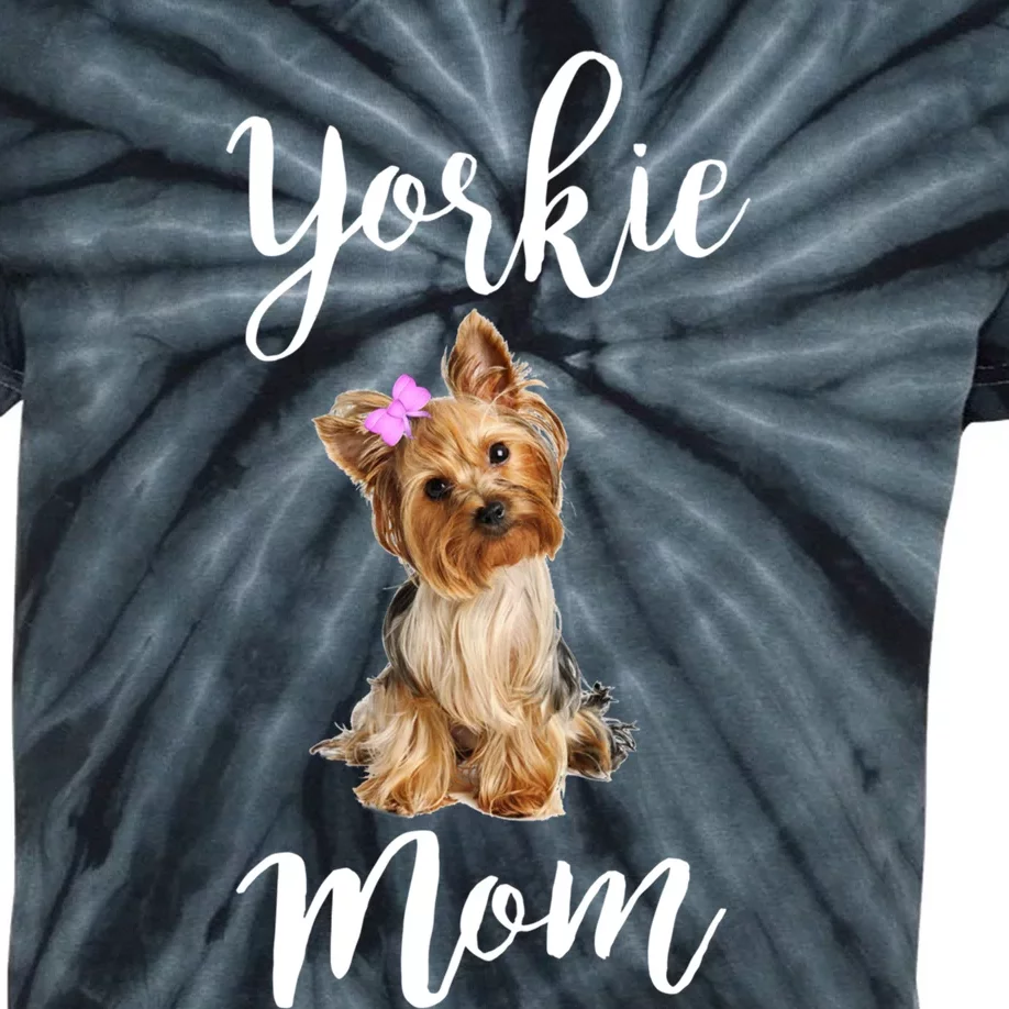 Cute Yorkie Mom Dog Apparel Gift Kids Tie-Dye T-Shirt