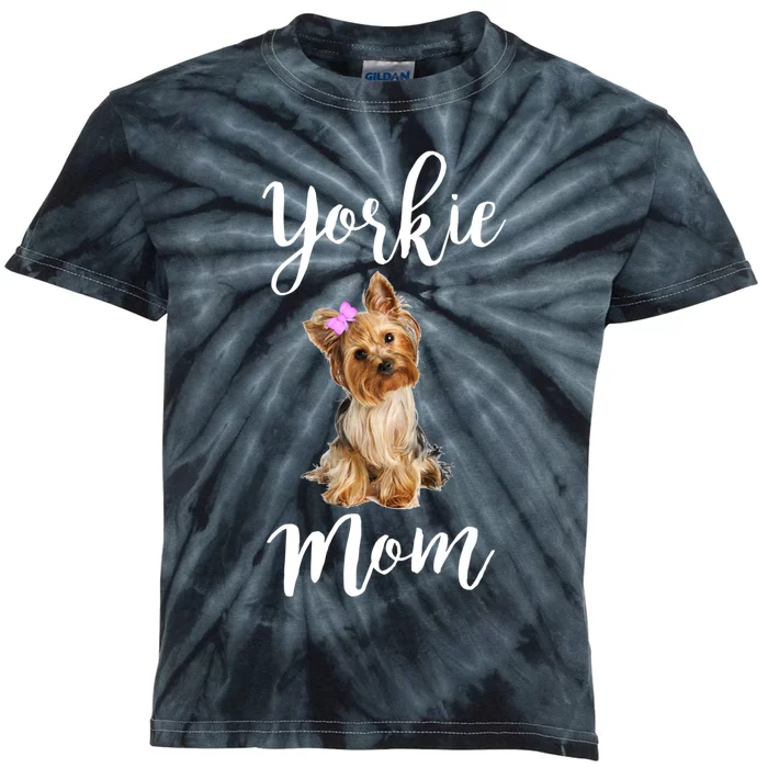 Cute Yorkie Mom Dog Apparel Gift Kids Tie-Dye T-Shirt