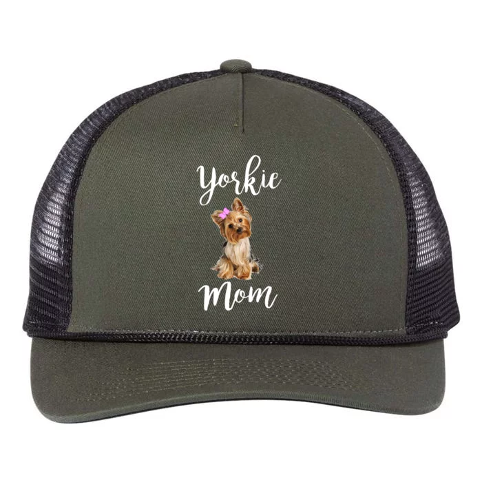 Cute Yorkie Mom Dog Apparel Gift Retro Rope Trucker Hat Cap