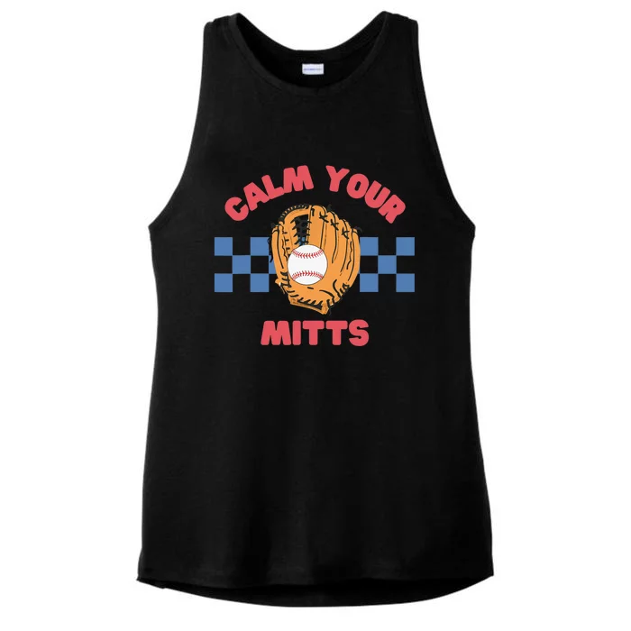 Calm Your Mitts Baseball Mom Funny Sport Lover Mothers Day Ladies Tri-Blend Wicking Tank