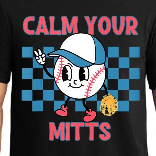 Calm Your Mitts Baseball Player Baseball Game Sports Lover Pajama Set