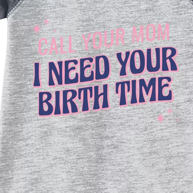 Call Your Mom I Need Your Birth Time Funny Zodiac Infant Baby Jersey Bodysuit