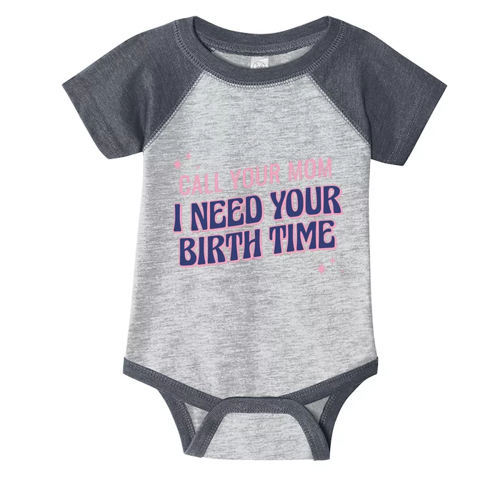 Call Your Mom I Need Your Birth Time Funny Zodiac Infant Baby Jersey Bodysuit