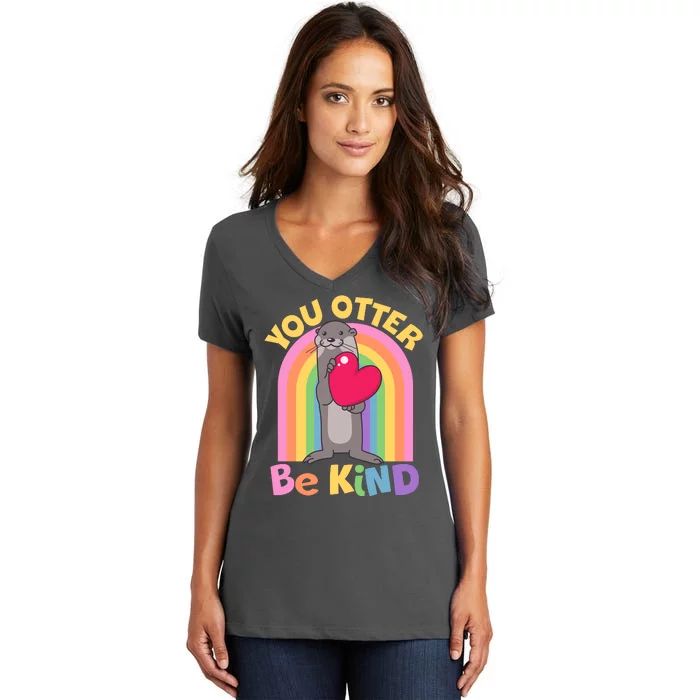 Cute You Otter Be Kind Women's V-Neck T-Shirt