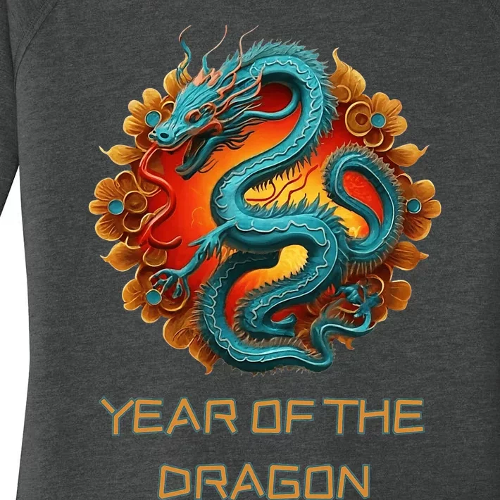 Chinese Year Of The Dragon 2024 Lunar New Year Women's Perfect Tri Tunic Long Sleeve Shirt