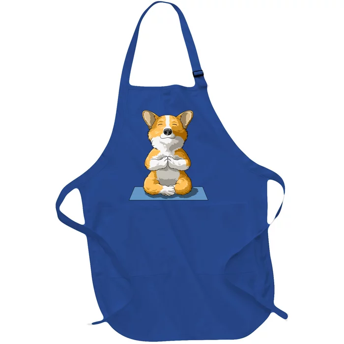 Corgi Yoga Pose Dog Pembroke Welsh Corgi Lovers Owners Gift Funny Gift Full-Length Apron With Pocket