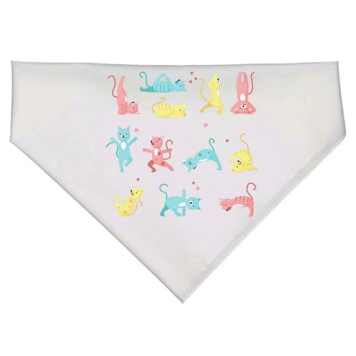 Cat Yoga Pose Kitty Humor Funny Cat Yogi Workout Themed USA-Made Doggie Bandana