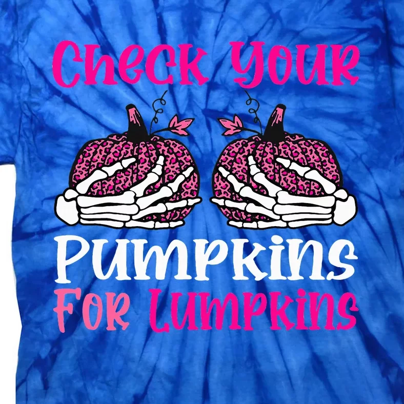 Check Your Pumpkins Breast Cancer Awareness Halloween Tie-Dye T-Shirt