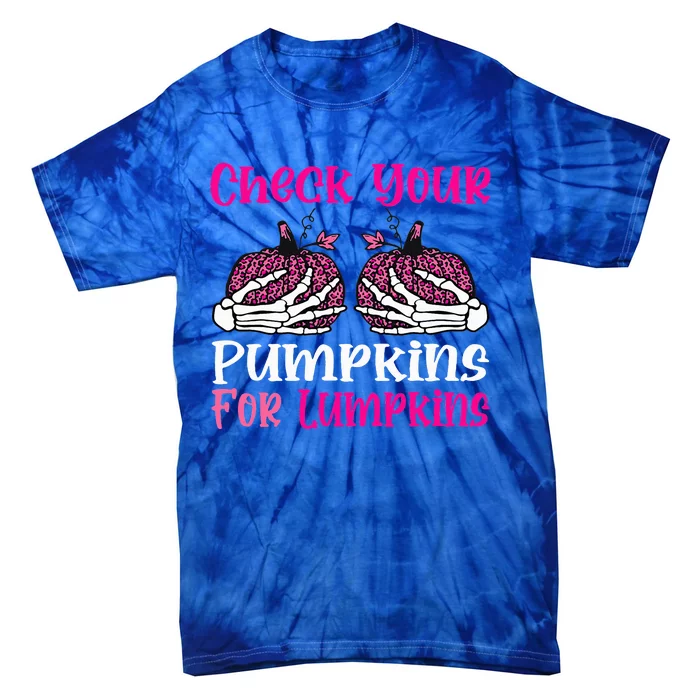 Check Your Pumpkins Breast Cancer Awareness Halloween Tie-Dye T-Shirt