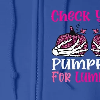 Check Your Pumpkins Breast Cancer Awareness Halloween Full Zip Hoodie