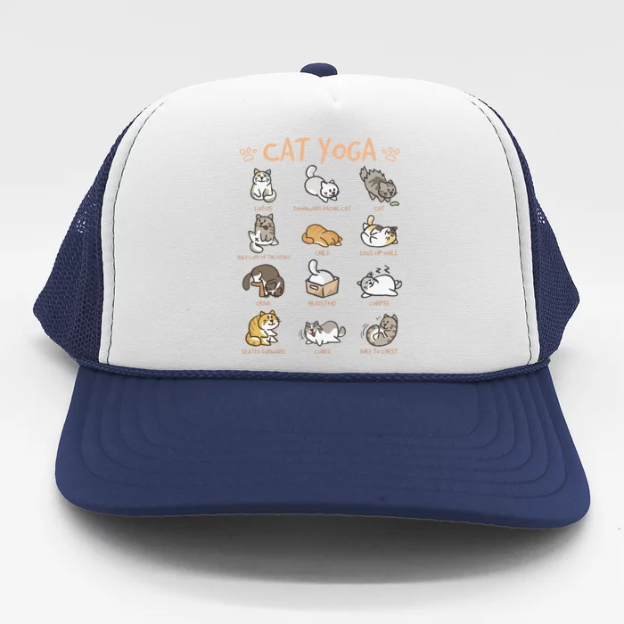 Cat Yoga Poses Cats Practicing Mindfulness Meditation Kitten Trucker Hat