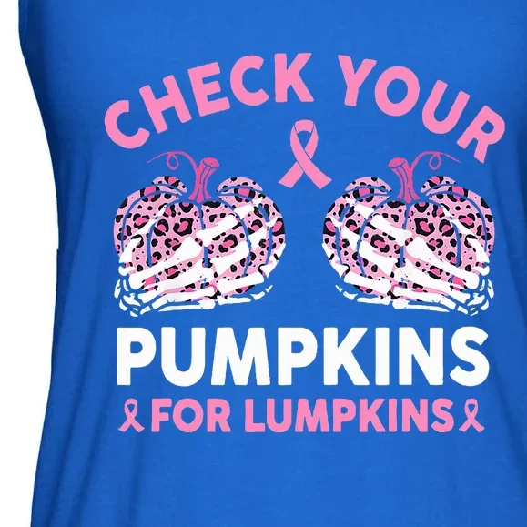 Check Your Pumpkins Breast Cancer Awareness Halloween Ladies Essential Flowy Tank