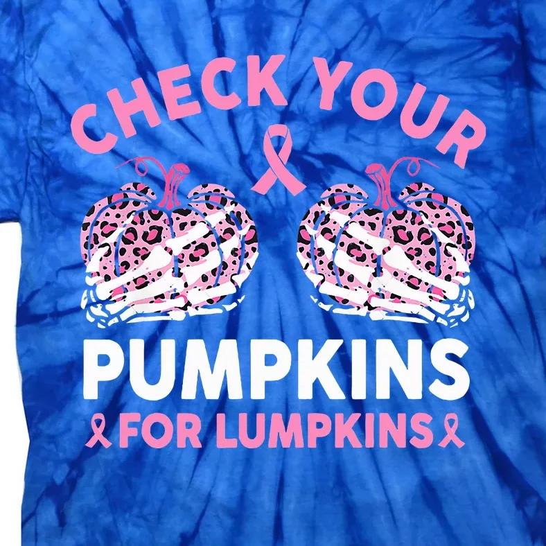 Check Your Pumpkins Breast Cancer Awareness Halloween Tie-Dye T-Shirt