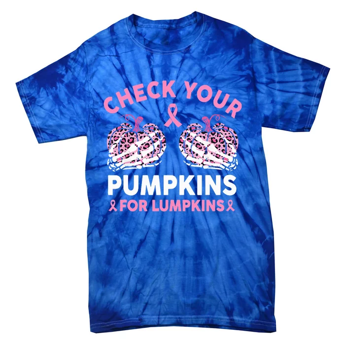 Check Your Pumpkins Breast Cancer Awareness Halloween Tie-Dye T-Shirt