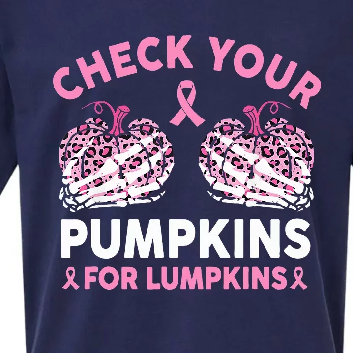 Check Your Pumpkins Breast Cancer Awareness Halloween Sueded Cloud Jersey T-Shirt