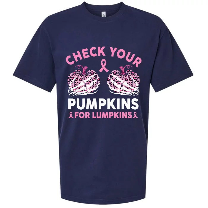 Check Your Pumpkins Breast Cancer Awareness Halloween Sueded Cloud Jersey T-Shirt