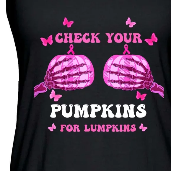 Check Your Pumpkins Breast Cancer Awareness Halloween Ladies Essential Flowy Tank