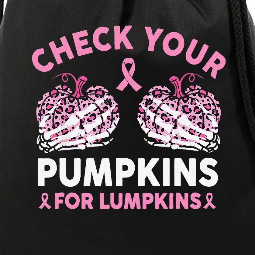 Check Your Pumpkins Breast Cancer Awareness Halloween Women Gift Drawstring Bag