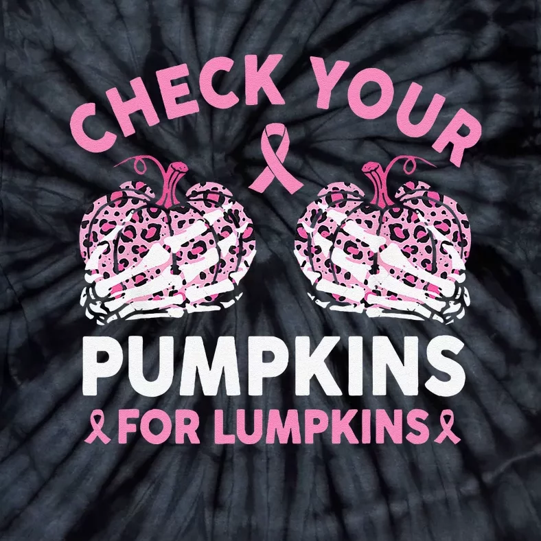 Check Your Pumpkins Breast Cancer Awareness Halloween Women Gift Tie-Dye T-Shirt