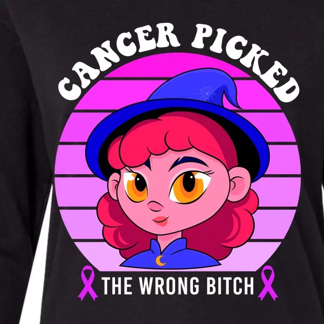 Cancer You Picked The Wrong Bitch Witch Halloween Costume Womens Cotton Relaxed Long Sleeve T-Shirt