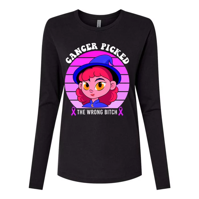 Cancer You Picked The Wrong Bitch Witch Halloween Costume Womens Cotton Relaxed Long Sleeve T-Shirt