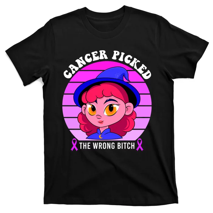 Cancer You Picked The Wrong Bitch Witch Halloween Costume T-Shirt