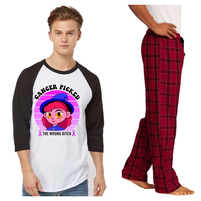 Cancer You Picked The Wrong Bitch Witch Halloween Costume Raglan Sleeve Pajama Set