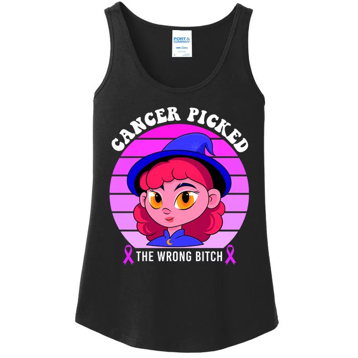 Cancer You Picked The Wrong Bitch Witch Halloween Costume Ladies Essential Tank