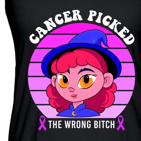 Cancer You Picked The Wrong Bitch Witch Halloween Costume Ladies Essential Flowy Tank