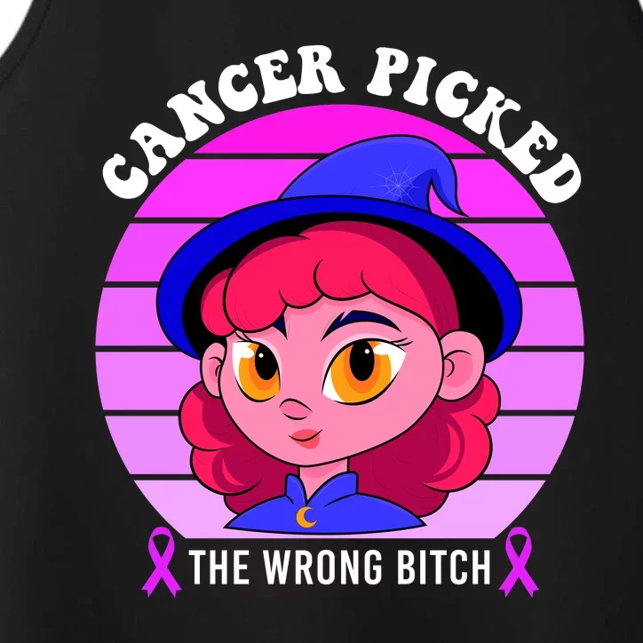 Cancer You Picked The Wrong Bitch Witch Halloween Costume Performance Tank