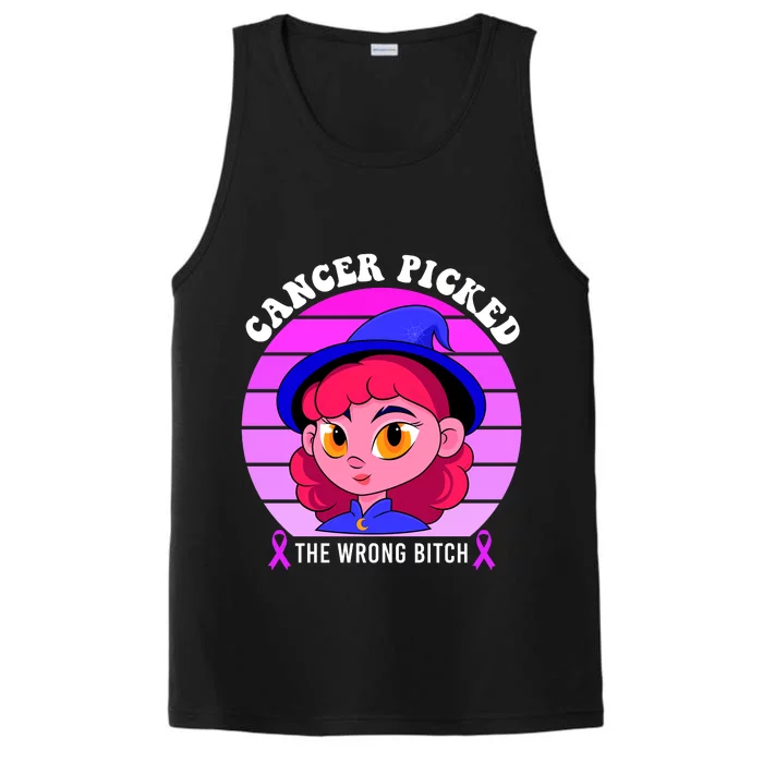 Cancer You Picked The Wrong Bitch Witch Halloween Costume Performance Tank