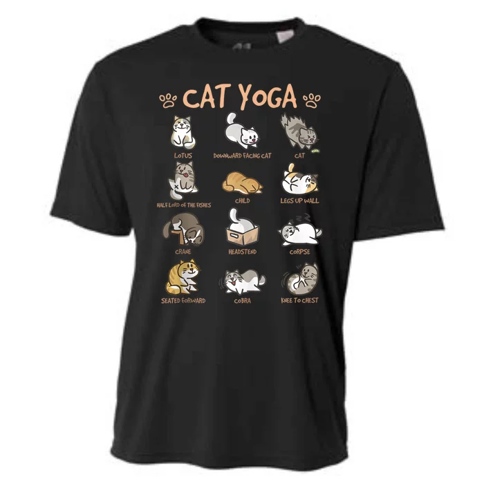 Cat Yoga Poses Cats Practicing Mindfulness Meditation Kitten Cooling Performance Crew T-Shirt