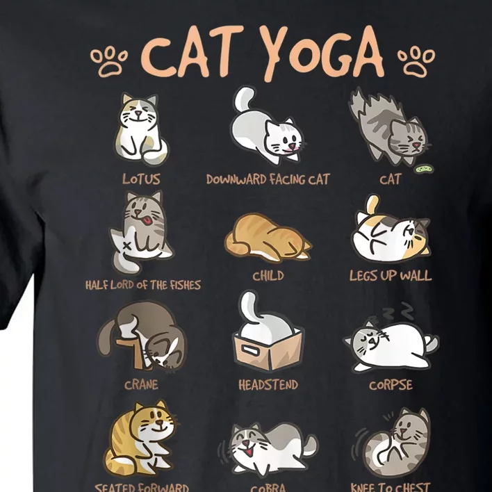 Cat Yoga Poses Cats Practicing Mindfulness Meditation Kitten Tall T-Shirt