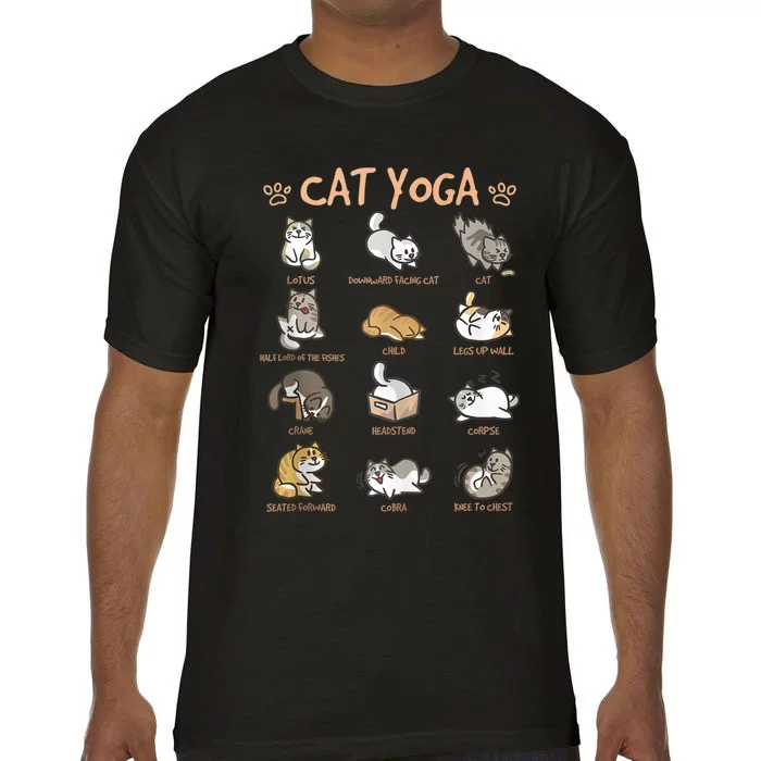 Cat Yoga Poses Cats Practicing Mindfulness Meditation Kitten Comfort Colors T-Shirt