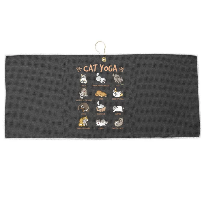 Cat Yoga Poses Cats Practicing Mindfulness Meditation Kitten Large Microfiber Waffle Golf Towel