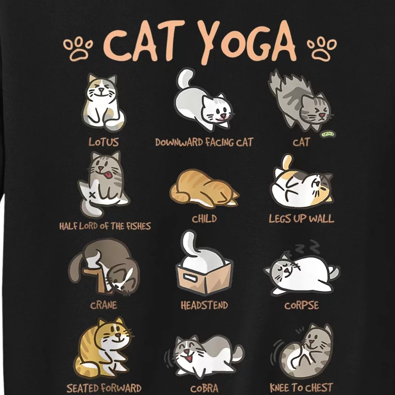 Cat Yoga Poses Cats Practicing Mindfulness Meditation Kitten Tall Sweatshirt