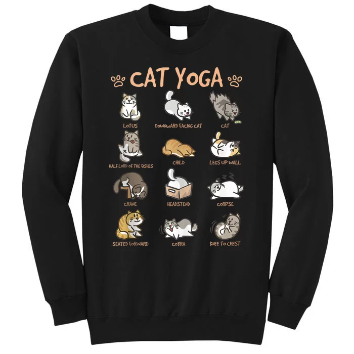 Cat Yoga Poses Cats Practicing Mindfulness Meditation Kitten Tall Sweatshirt