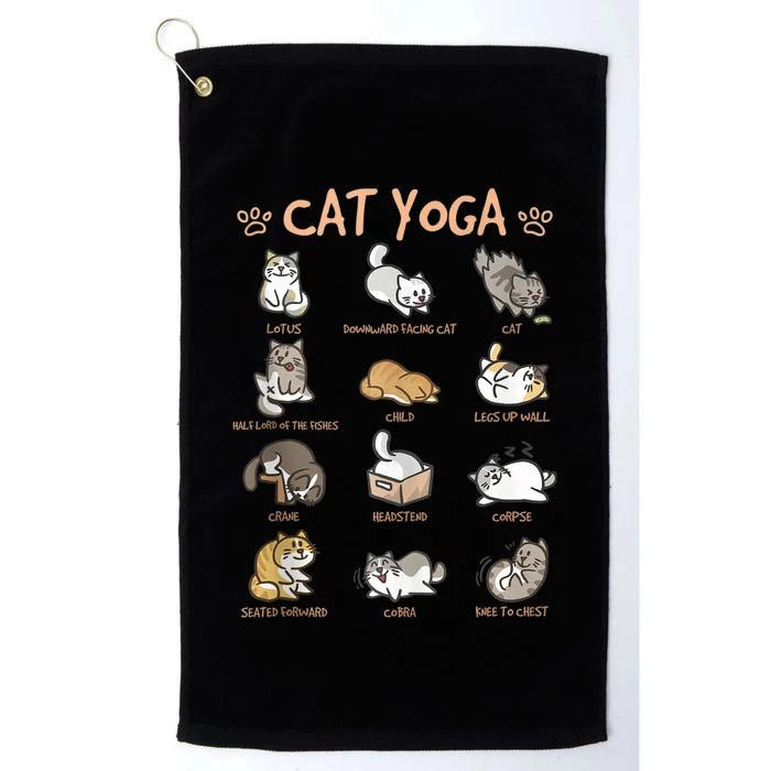 Cat Yoga Poses Cats Practicing Mindfulness Meditation Kitten Platinum Collection Golf Towel