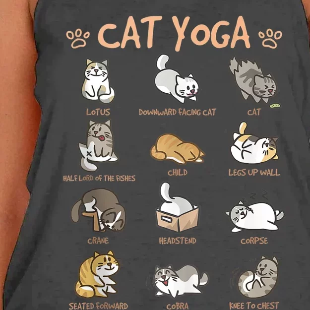 Cat Yoga Poses Cats Practicing Mindfulness Meditation Kitten Women's Knotted Racerback Tank