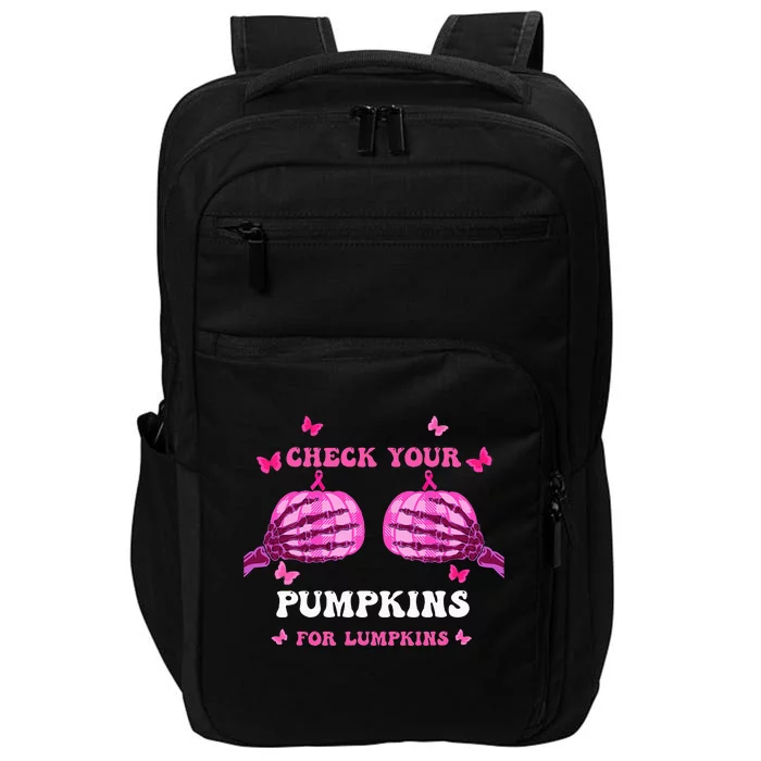 Check Your Pumpkins Breast Cancer Awareness Halloween Impact Tech Backpack