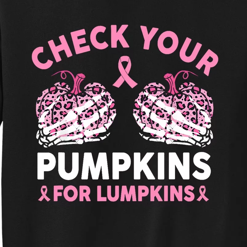 Check Your Pumpkins Breast Cancer Awareness Halloween Women Tall Sweatshirt