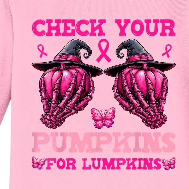 Check Your Pumpkins Breast Cancer For Lumpkins Baby Long Sleeve Bodysuit