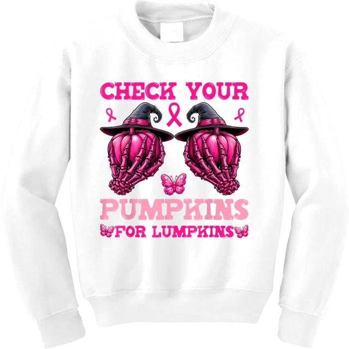 Check Your Pumpkins Breast Cancer For Lumpkins Kids Sweatshirt