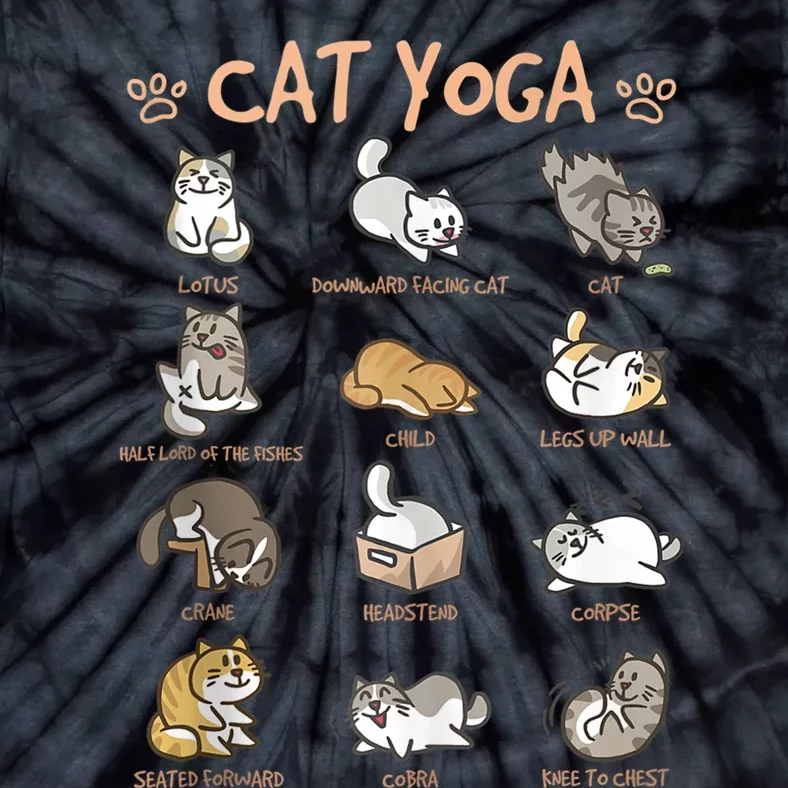 Cat Yoga Poses Cats Practicing Mindfulness Meditation Kitten Tie-Dye T-Shirt