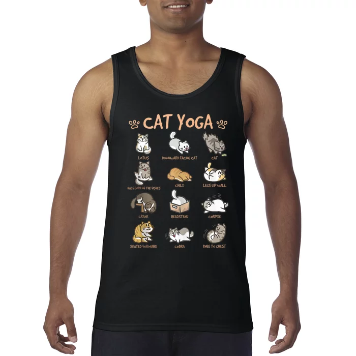 Cat Yoga Poses Cats Practicing Mindfulness Meditation Kitten Tank Top