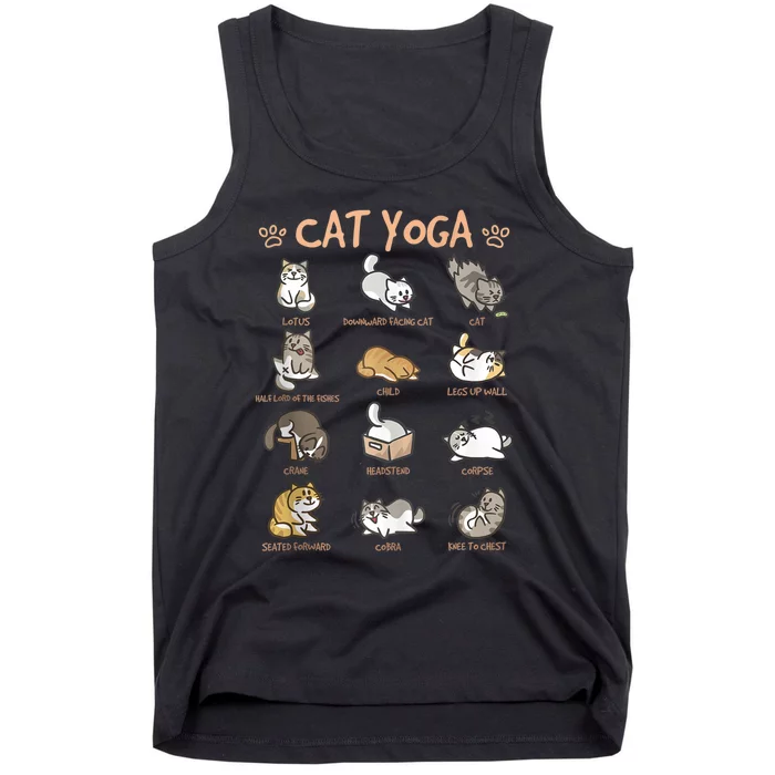 Cat Yoga Poses Cats Practicing Mindfulness Meditation Kitten Tank Top