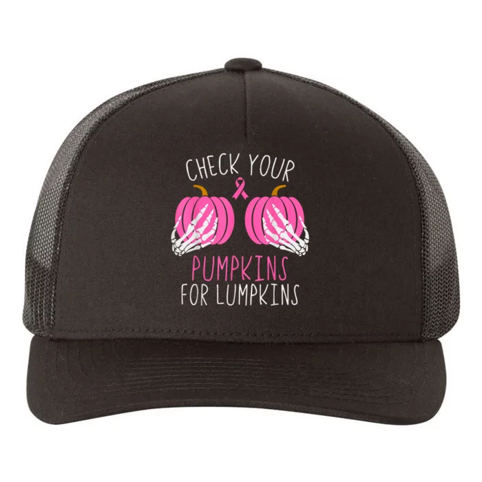 Check Your Pumpkins Breast Cancer Awareness Women Halloween Yupoong Adult 5-Panel Trucker Hat