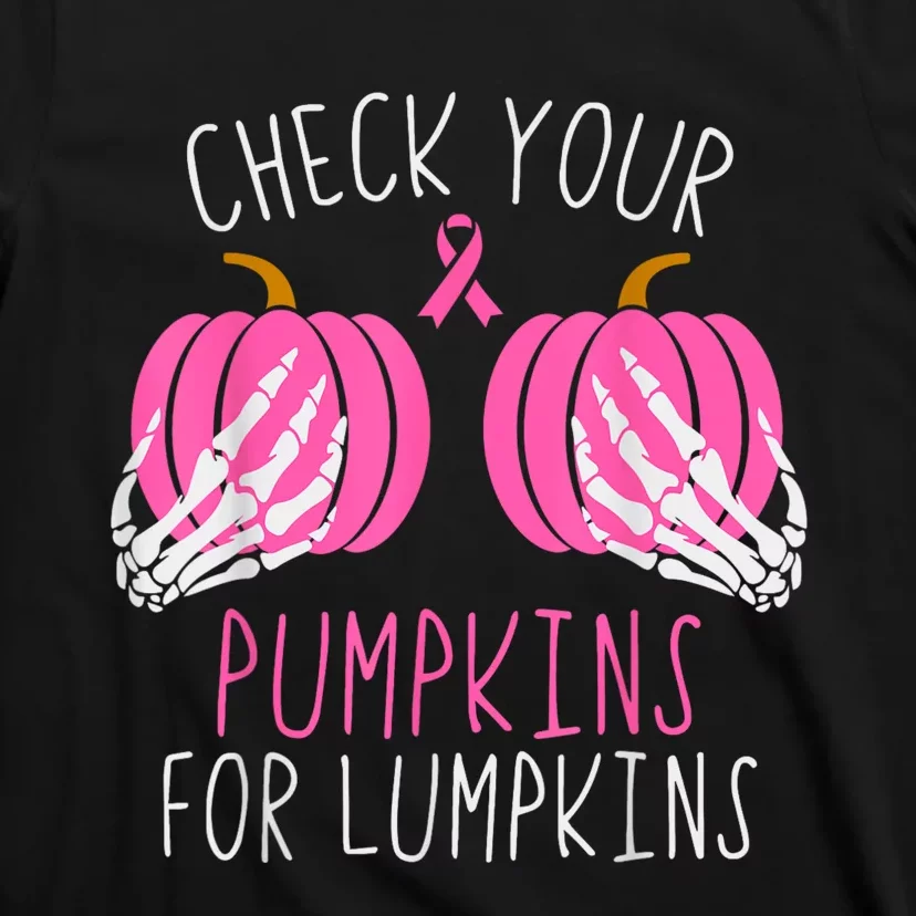 Check Your Pumpkins Breast Cancer Awareness Women Halloween T-Shirt