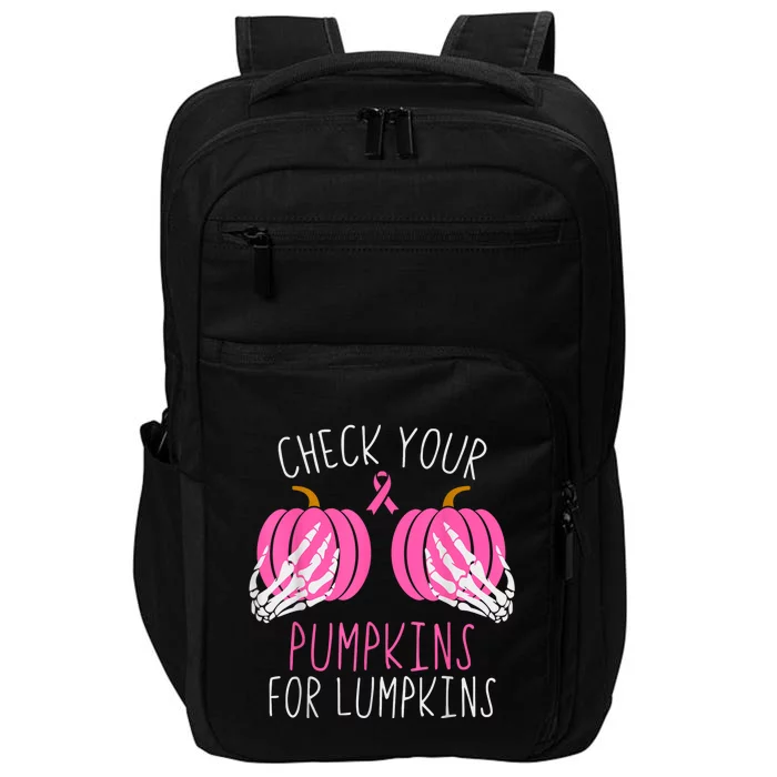 Check Your Pumpkins Breast Cancer Awareness Women Halloween Impact Tech Backpack