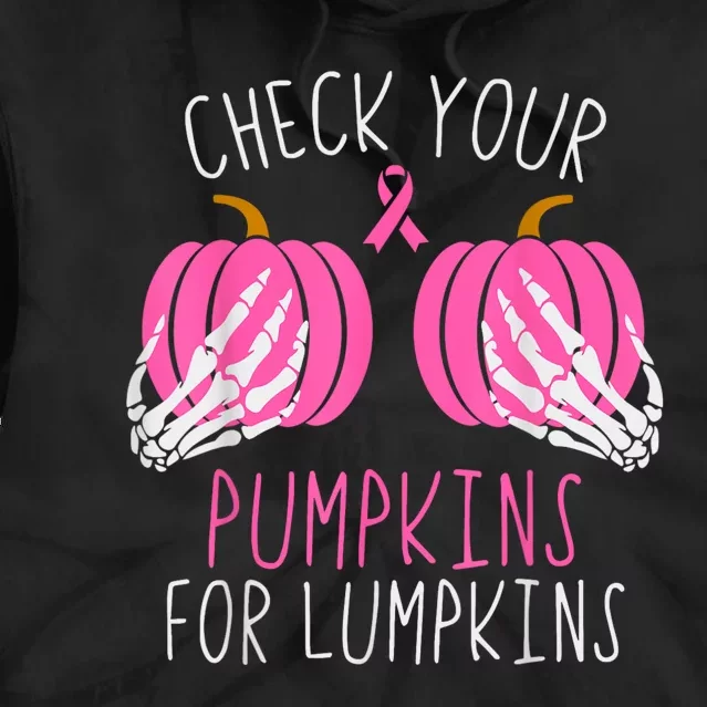 Check Your Pumpkins Breast Cancer Awareness Women Halloween Tie Dye Hoodie